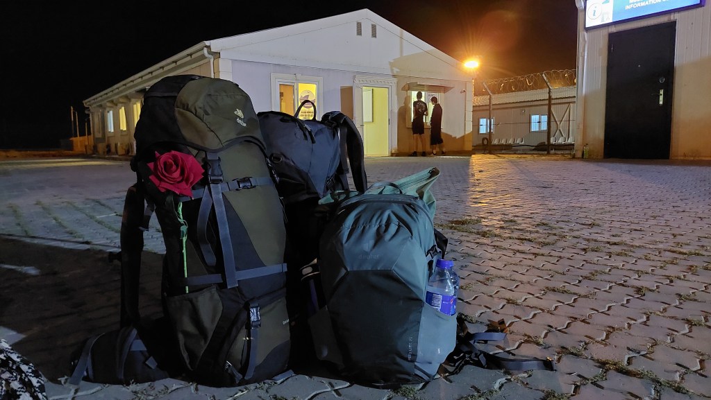 Our luggage waiting for permission to enter the Alat Port