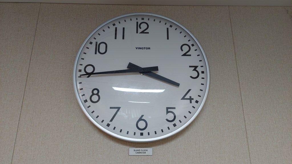 Clock in our cabin on the Caspian Sea Ferry Azerbaijan