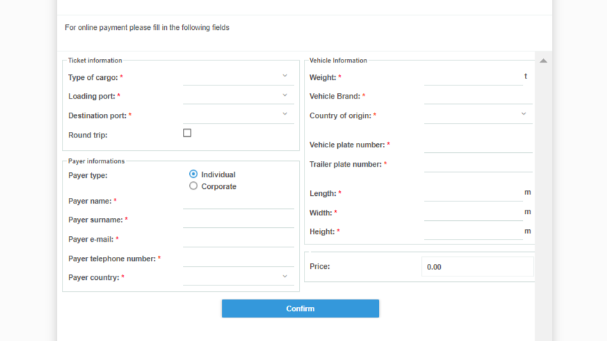 Asco Website for booking a Caspian Sea Ferry ticket
