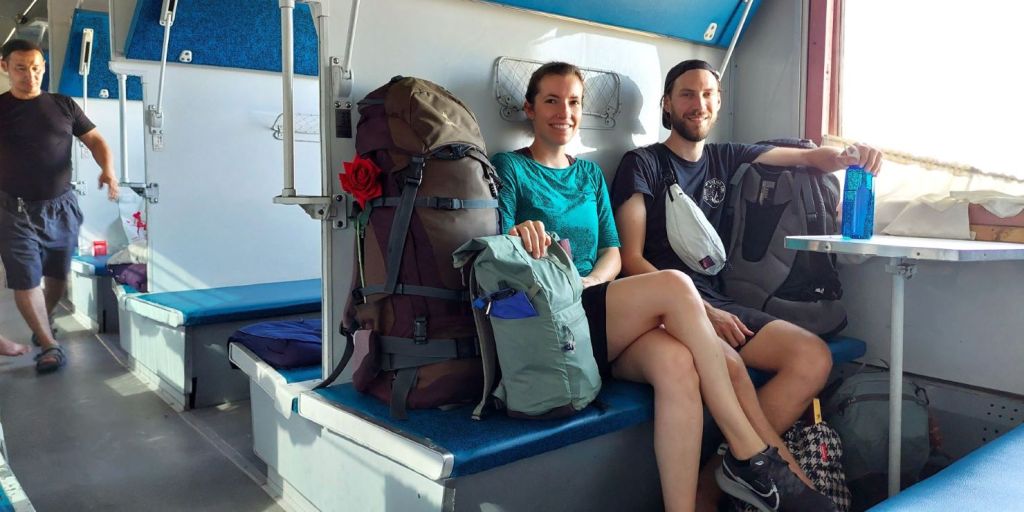 Travelling in an old Soviet train in Uzbekistan